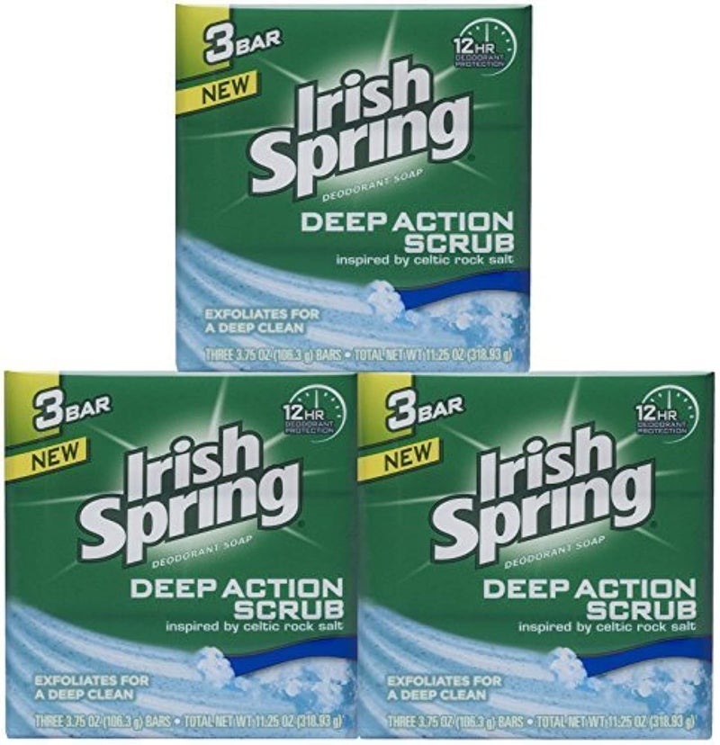 Irish Spring Deep Action Smoothening,Moisturizing,Exfoliating Scrub Bar Soap 3 Pack - Image 3