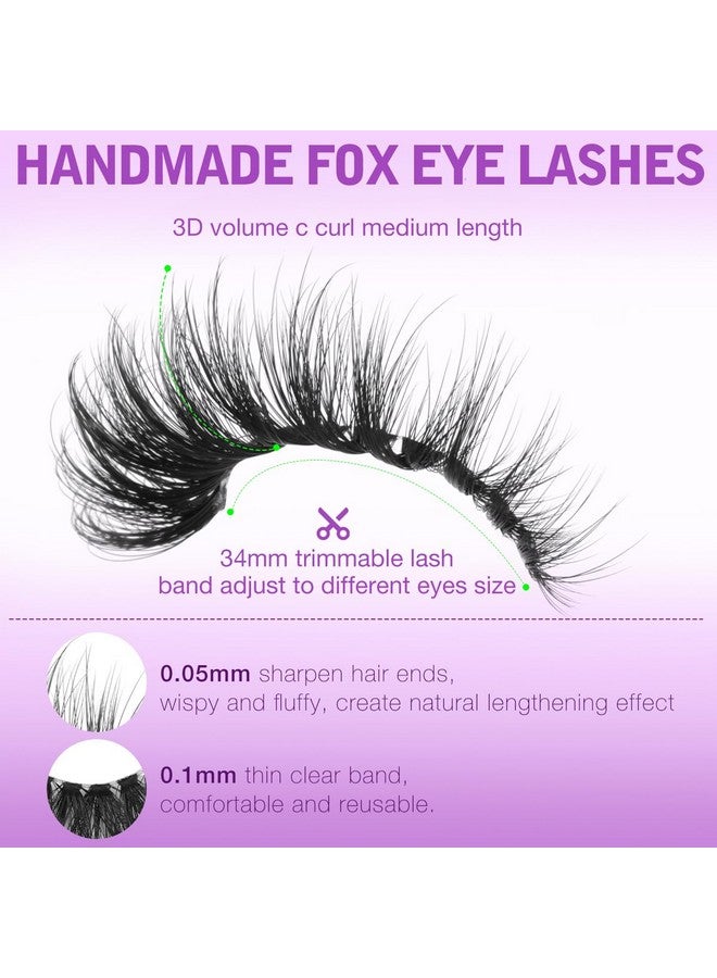 Kiromiro Fluffy Lashe Clear Band Fox Eye Lashes Faux Mink Eyelashes Wispy False Eyelashes Cat Eye Lashes 3D Volume Strip Lashes Pack by Kiromiro - Image 3