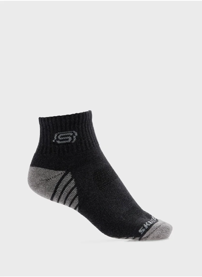 SKECHERS 3 Pack Terry Qtr Crew Socks