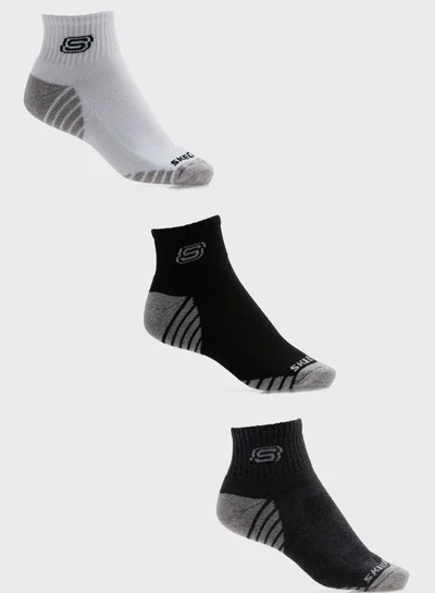 SKECHERS 3 Pack Terry Qtr Crew Socks