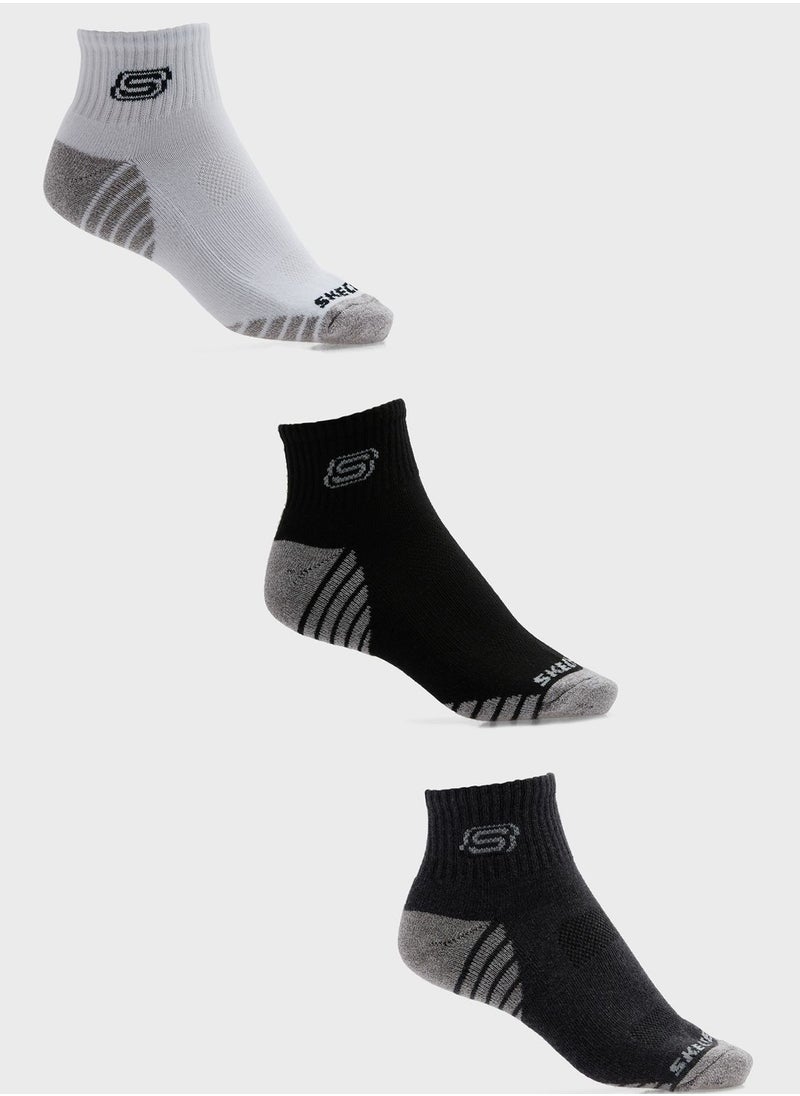 SKECHERS 3 Pack Terry Qtr Crew Socks  - Image 1