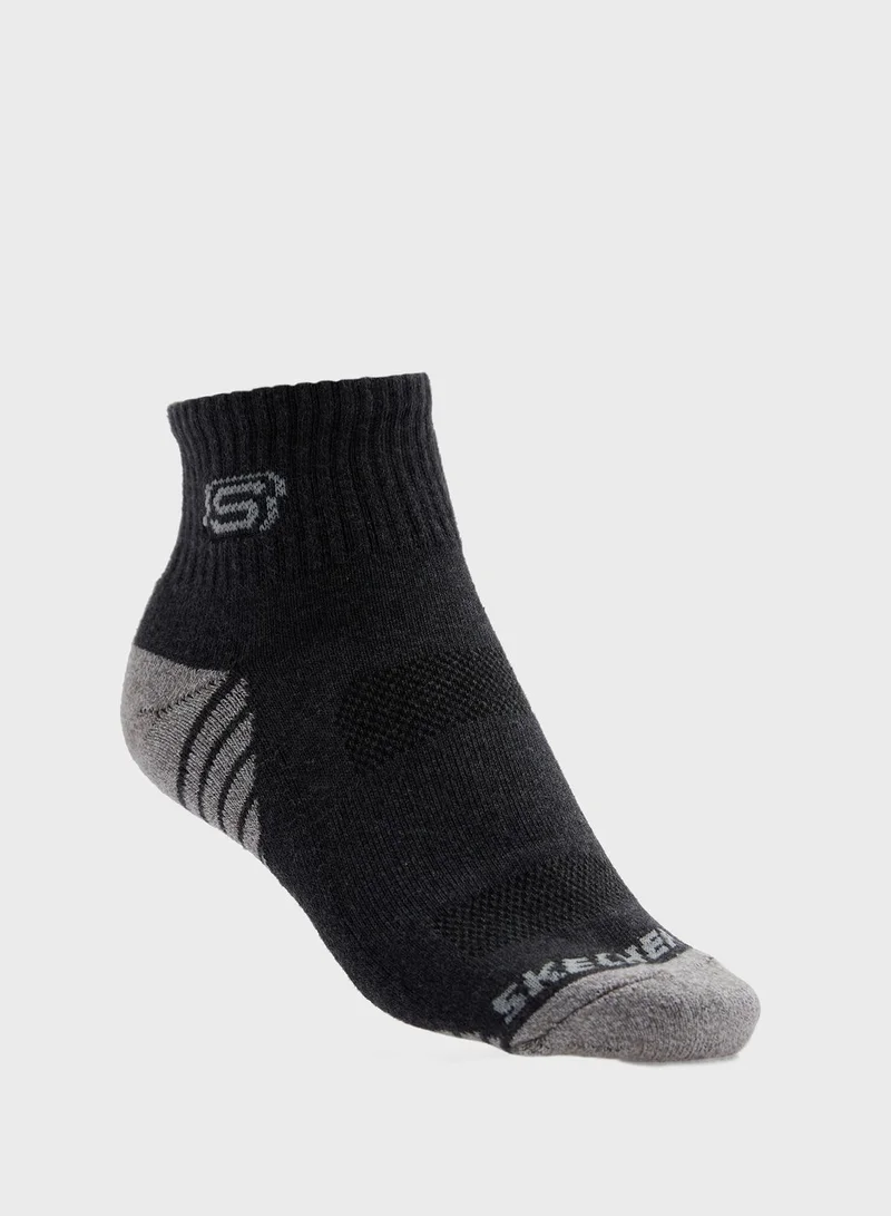 SKECHERS 3 Pack Terry Qtr Crew Socks