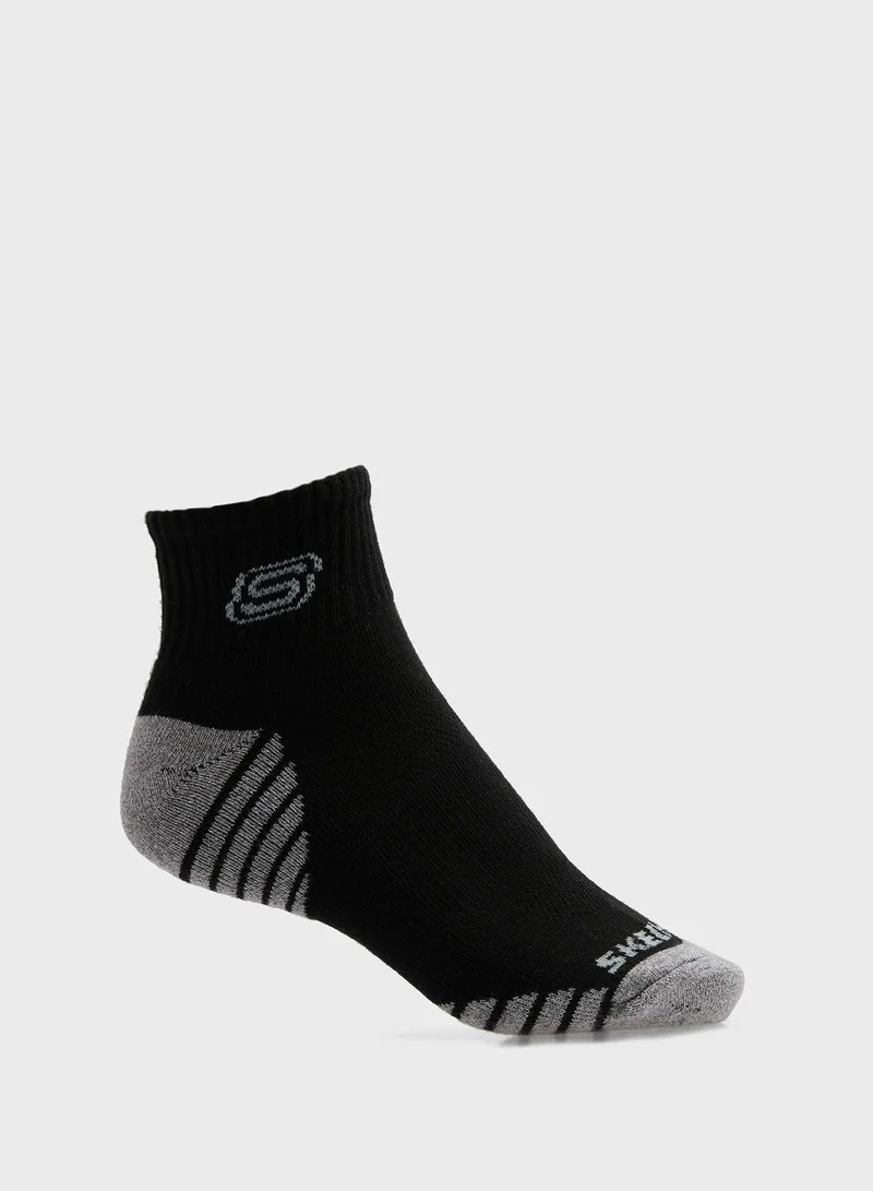 SKECHERS 3 Pack Terry Qtr Crew Socks