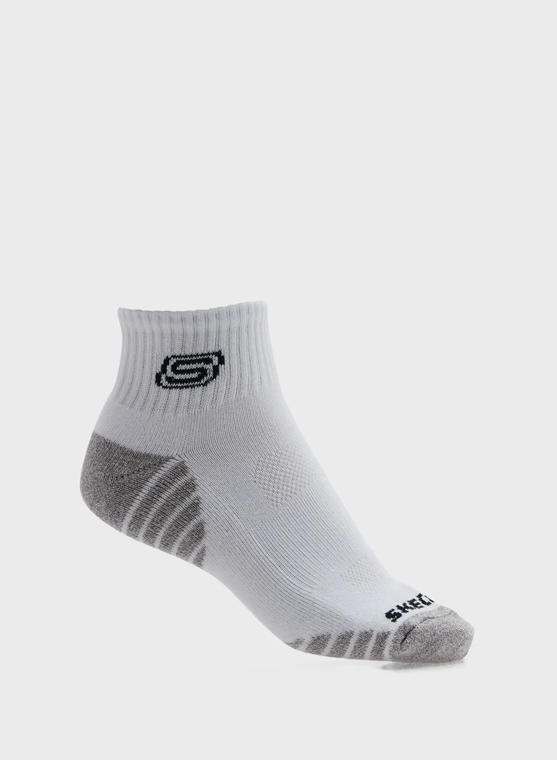 SKECHERS 3 Pack Terry Qtr Crew Socks