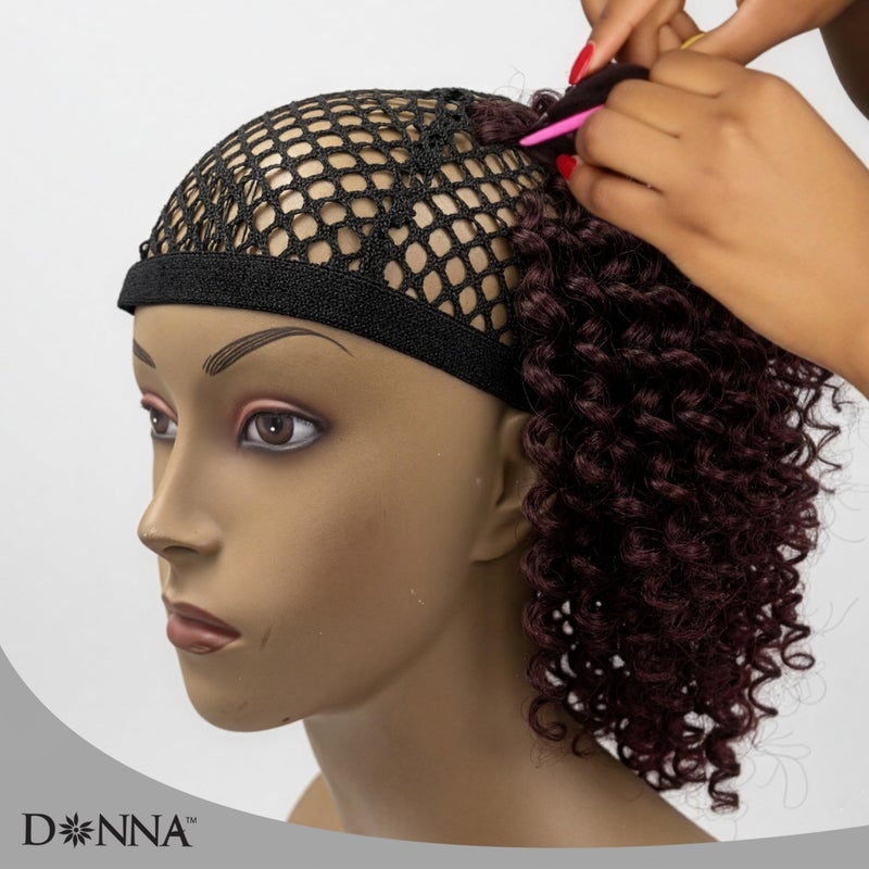 DONNA XL Crochet Wig Cap with Combs â€“ Extra Large Net Cap for Crochet Braids, Wig Making, and Weaves, Dual Net Size for Secure Fit and Easy Installation, Breathable Stretch Fabric for Comfort, Black - Image 2