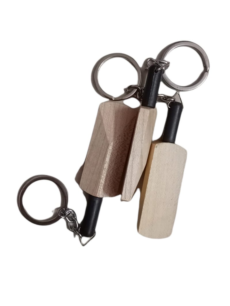 Kidultz (Pack of 12) Empty Wooden Keychain for DIY Projects - Laser Engravable, Printable & Writable - Black & White - (Bat) - Image 5