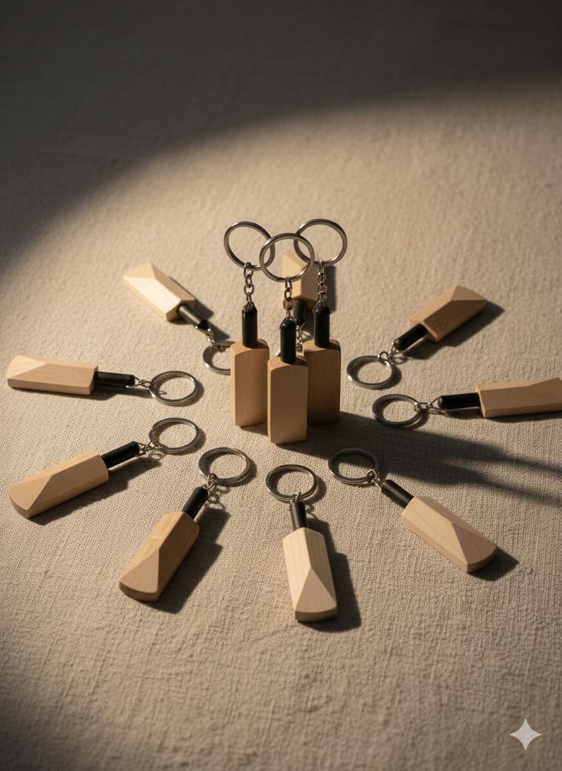 Kidultz (Pack of 12) Empty Wooden Keychain for DIY Projects - Laser Engravable, Printable & Writable - Black & White - (Bat) - Image 3