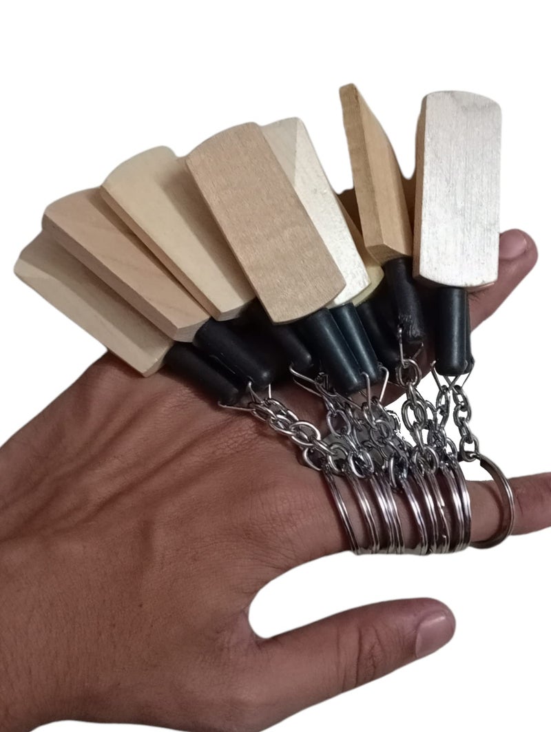 Kidultz (Pack of 12) Empty Wooden Keychain for DIY Projects - Laser Engravable, Printable & Writable - Black & White - (Bat) - Image 4