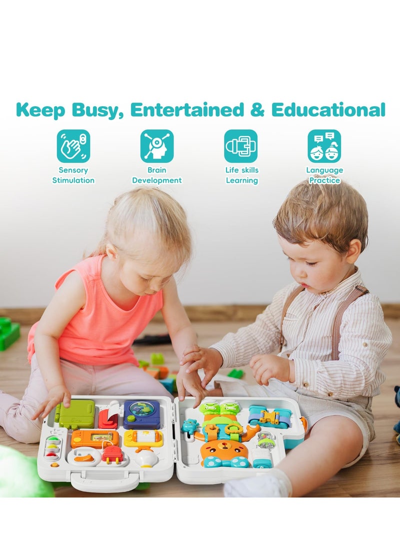 XiuWoo 81 in 1 Montessori Toys, Musical Busy Board, Learning Sensory Toddler Toys for 1-3, Motor Skills Developmental Toy, Birthday Gift Travel Toys for 1+ Year Old Boy Girl - Image 4