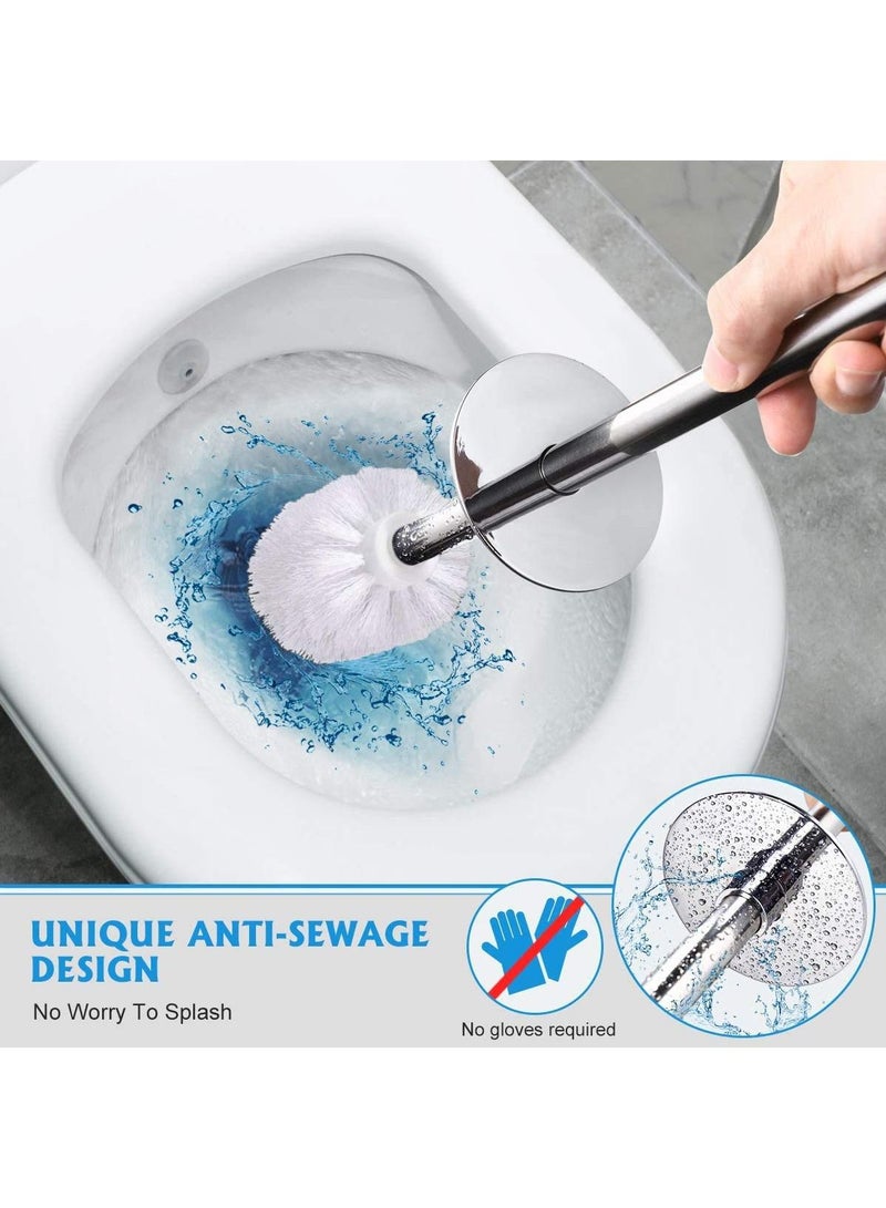 حصريا مجموعة مرحاض حامل فرشاة المرحاض الفضة لامعة - Image 2