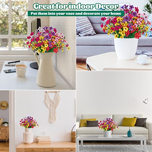 Lnoicy 24 Pcs Artificial Flowers for Outdoor,Plastic Flowers Decoration, UV Resistant Faux Flowers Shrubs, Artificial Plants for Indoor Outside Garden Home Wedding Farmhouse（6 Color） - Image 5
