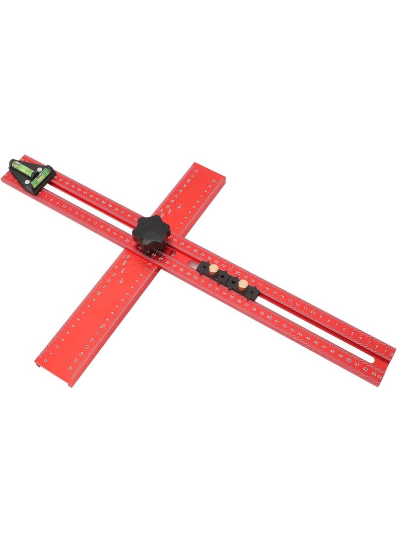 GGOOT Adjustable 4-in-1 Drilling Positioning Ruler T Square Measuring Tool, 35cm/13.78in Cabinet Hardware Jig Marking Gauge Tools for Woodworking, Cabinet Drawer Door Hole Drilling - Image 3