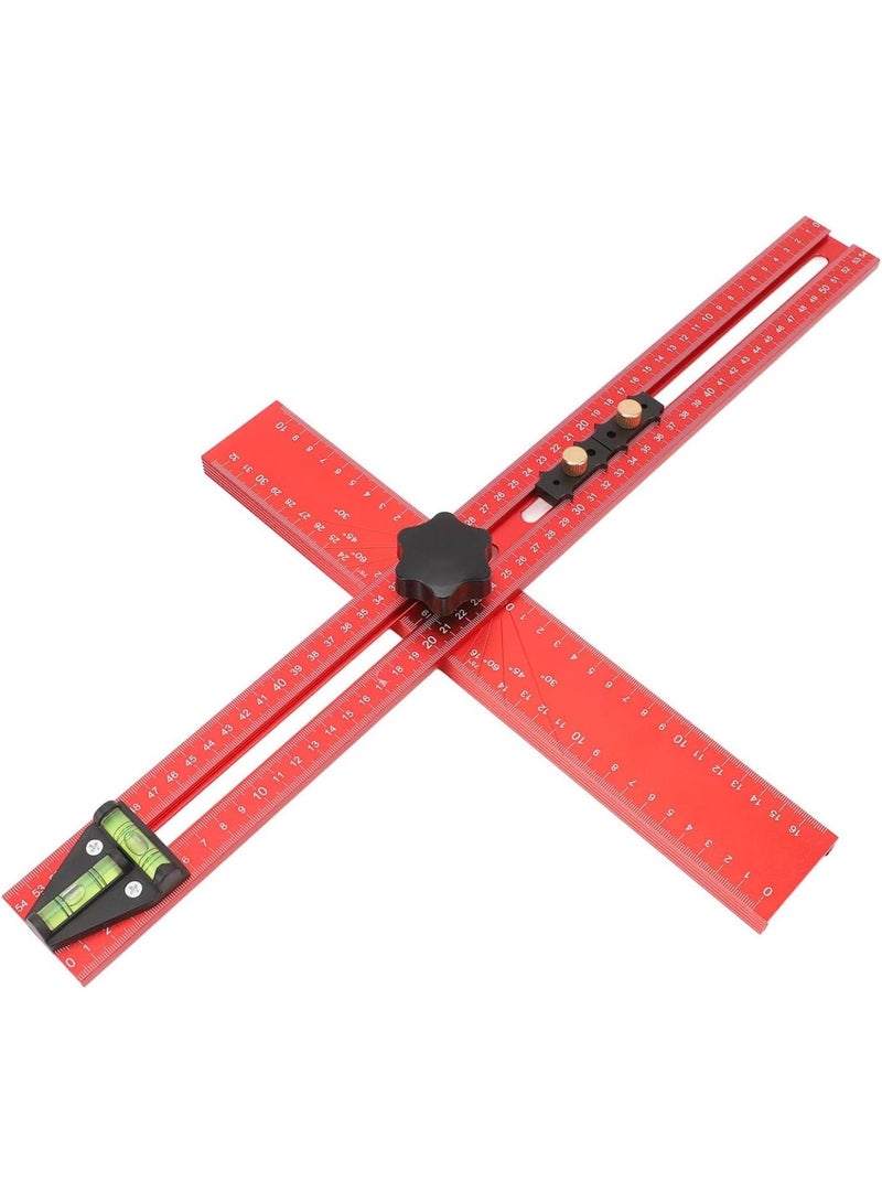 GGOOT Adjustable 4-in-1 Drilling Positioning Ruler T Square Measuring Tool, 35cm/13.78in Cabinet Hardware Jig Marking Gauge Tools for Woodworking, Cabinet Drawer Door Hole Drilling - Image 5