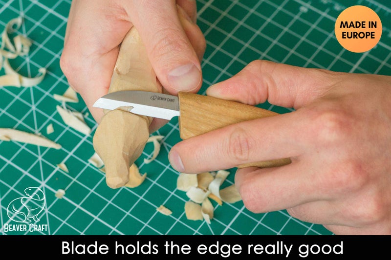 BeaverCraft Whittling Knife C2 6.5" Whittling Knife for Fine Chip Carving Wood and General Purpose Wood Carving Knife Bench Detail Carving Knife Carbon Steel and Whittling for Beginners - Image 4