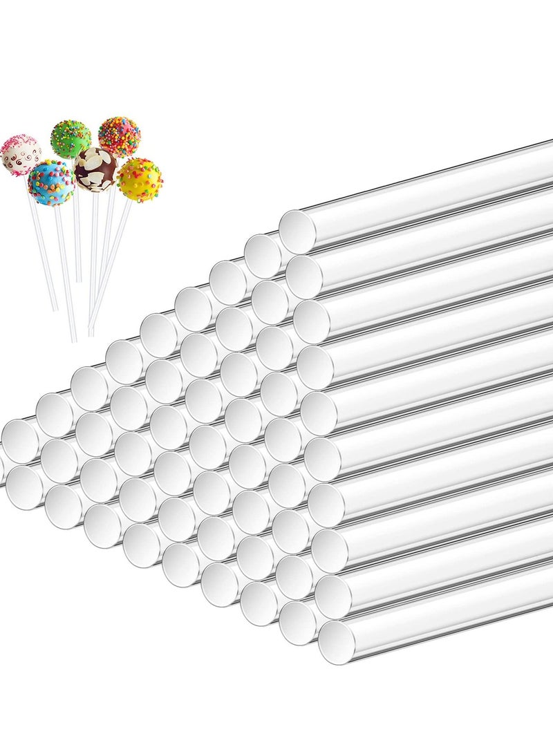 KASTWAVE 100 Pieces Acrylic Lollipop Sticks 6 Inch Clear Reusable Acrylic Rods for Making Lollipops Cake Pops Candies Chocolates and Cookies - Image 1