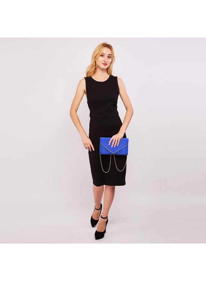 DASEIN Ladies' Velvet Evening Clutch Handbag Formal Party Clutch For Women With Chain Strap (Blue) - Image 2