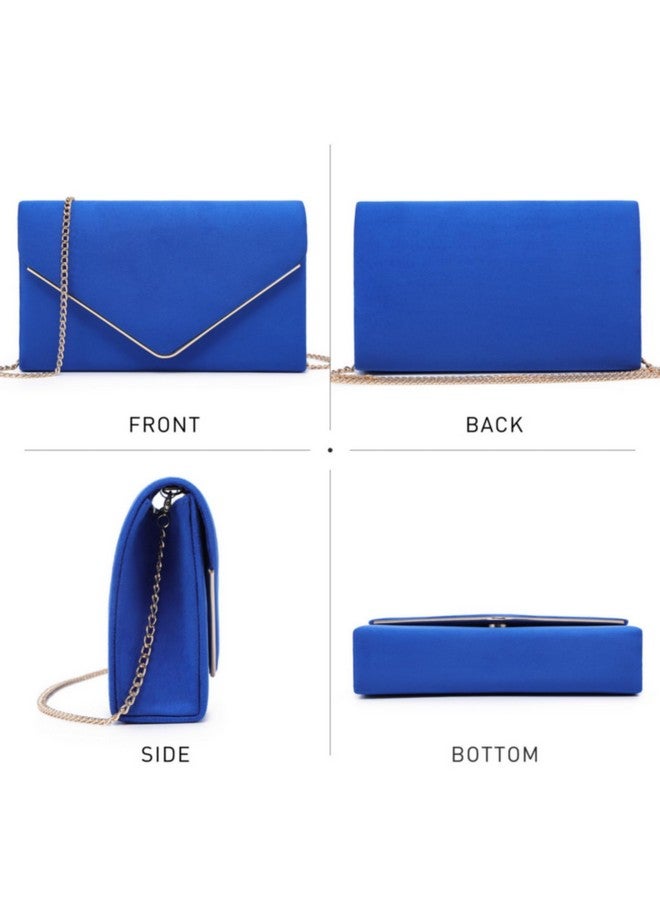 DASEIN Ladies' Velvet Evening Clutch Handbag Formal Party Clutch For Women With Chain Strap (Blue) - Image 4