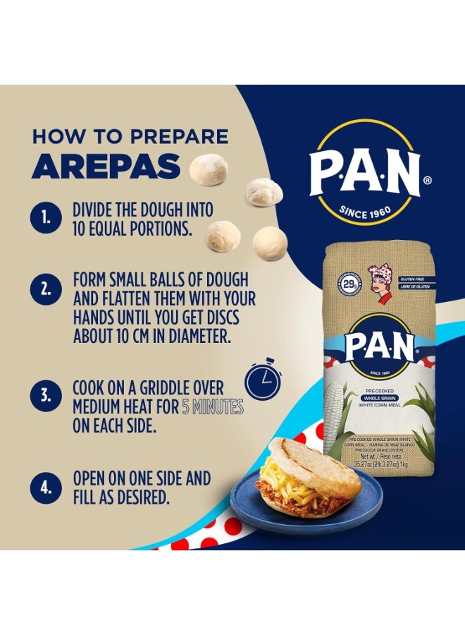 P.A.N Pre Cooked Whole Grain White Corn Meal Gluten Free Flour 1Kg - Image 4