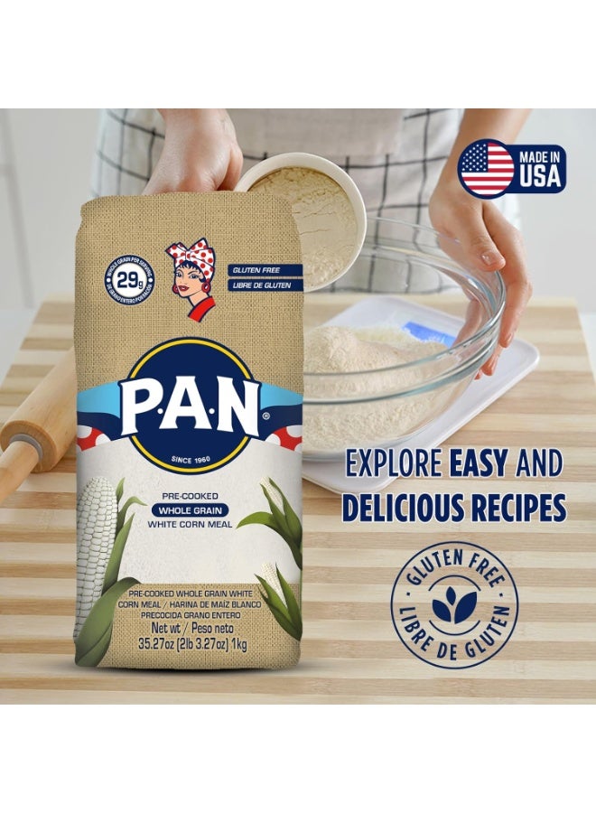 P.A.N Pre Cooked Whole Grain White Corn Meal Gluten Free Flour 1Kg - Image 3