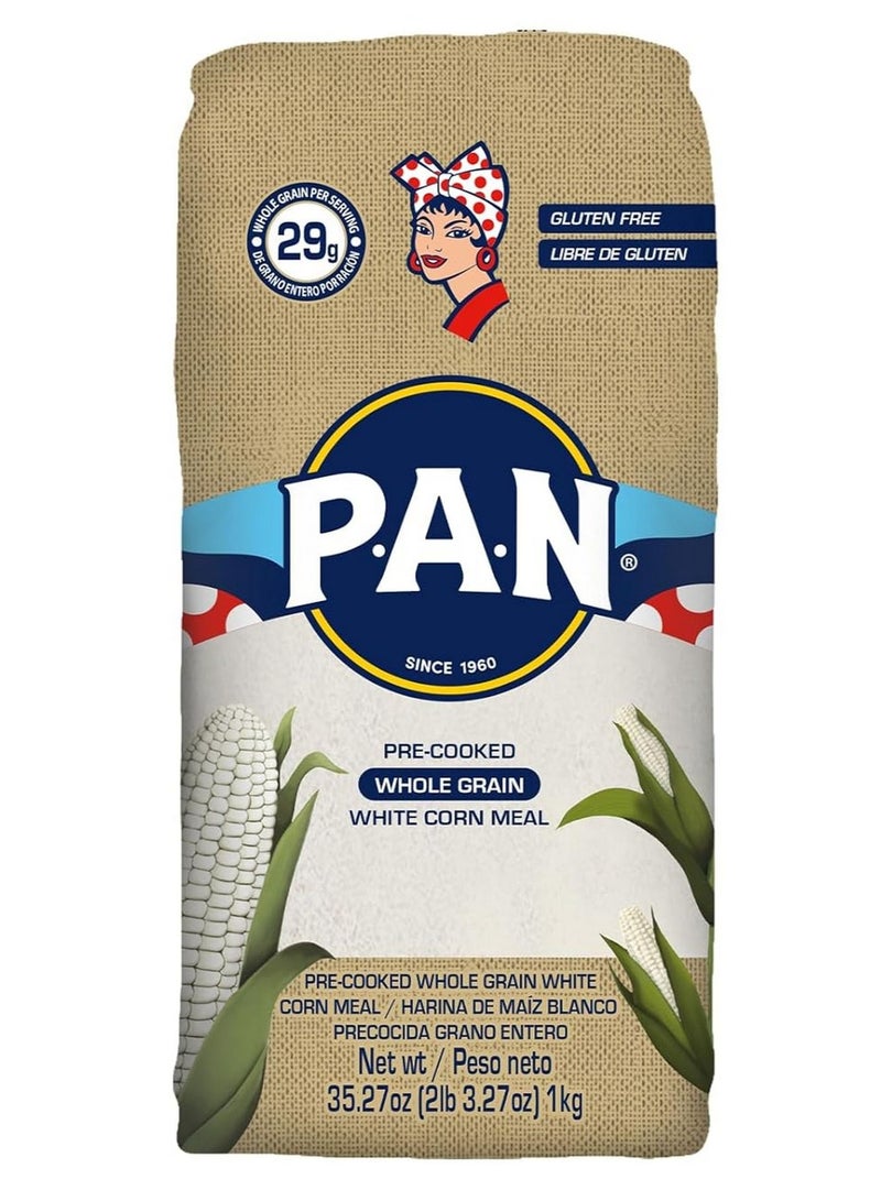 P.A.N Pre Cooked Whole Grain White Corn Meal Gluten Free Flour 1Kg - Image 1