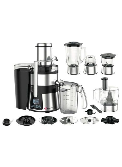 MEBASHI 11-in-1 Digital Juicer & Blender, 1.5 L,(800W) Black Steel (ME-JB2010SS)