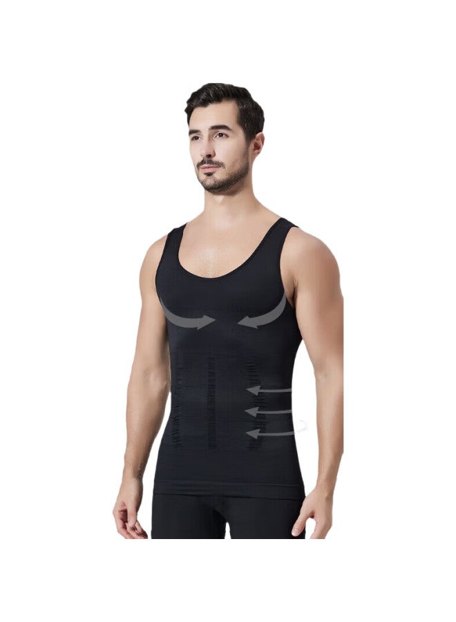Livex Men'S Tummy Control Tank Top, Tight-Fitting Shaping Shirt, Fitness Workout Waist-Cinching Chest-Enhancing Belly-Slimming Breathable Undershirt For Men - Image 1