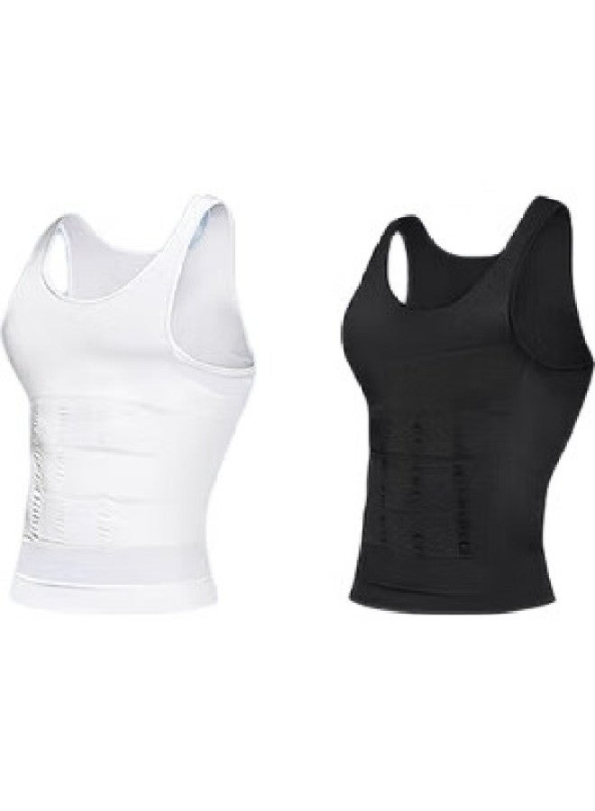 Livex Men'S Tummy Control Tank Top, Tight-Fitting Shaping Shirt, Fitness Workout Waist-Cinching Chest-Enhancing Belly-Slimming Breathable Undershirt For Men - Image 2