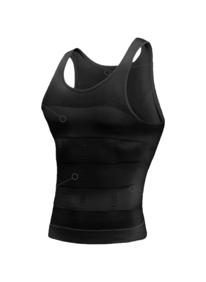 Livex Men'S Tummy Control Tank Top, Tight-Fitting Shaping Shirt, Fitness Workout Waist-Cinching Chest-Enhancing Belly-Slimming Breathable Undershirt For Men - Image 3