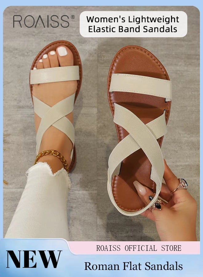 roaiss Women Flat Sandals, Open Toe Sandals with Non Slip Sole, Casual Summer Slip On Slingback Sandals for Ladies, Suitable for Daily Walking, Beach and Vacation - Image 2