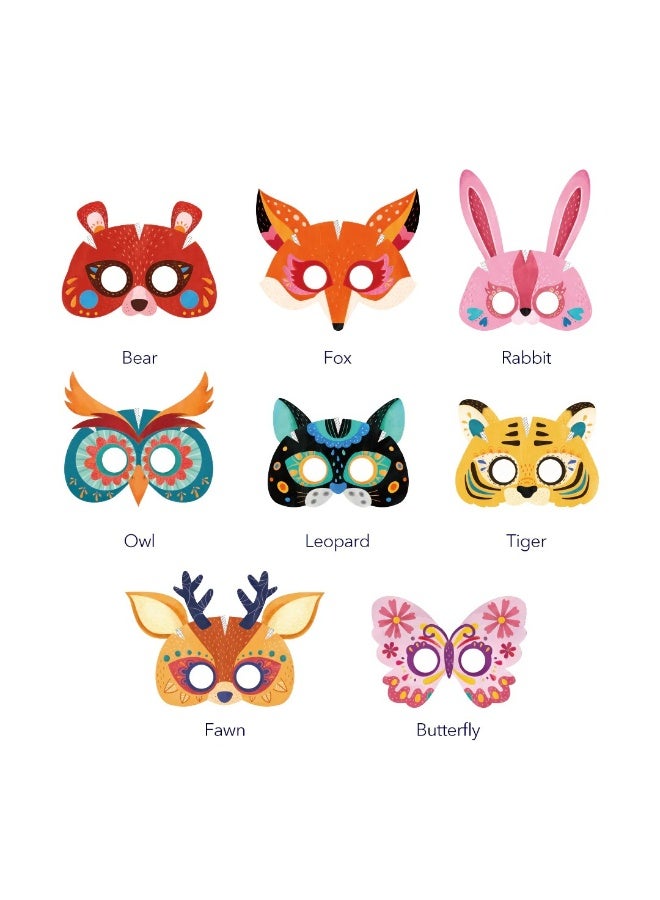 MiDeer Paper Mask Party In The Forest – DIY Animal Mask Craft Kit for Kids Age 5+, 8 Cute Forest Animal Masks with Elastic Bands, Creative Dress Up Role Play Party Activity Toy - Image 3