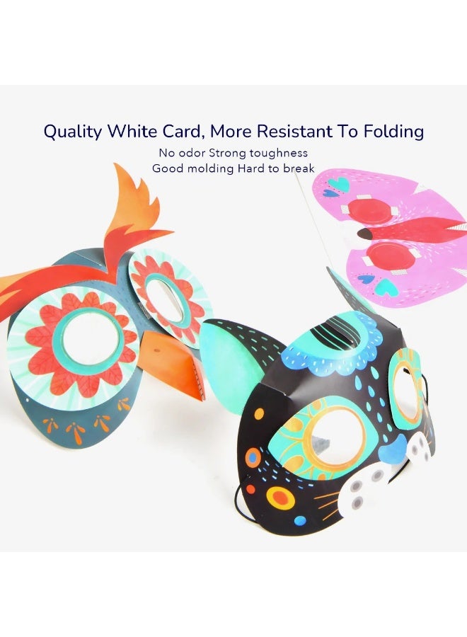 MiDeer Paper Mask Party In The Forest – DIY Animal Mask Craft Kit for Kids Age 5+, 8 Cute Forest Animal Masks with Elastic Bands, Creative Dress Up Role Play Party Activity Toy - Image 5