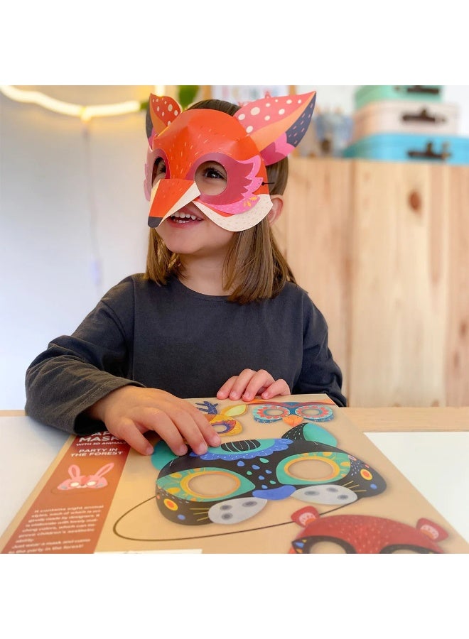 MiDeer Paper Mask Party In The Forest – DIY Animal Mask Craft Kit for Kids Age 5+, 8 Cute Forest Animal Masks with Elastic Bands, Creative Dress Up Role Play Party Activity Toy - Image 2