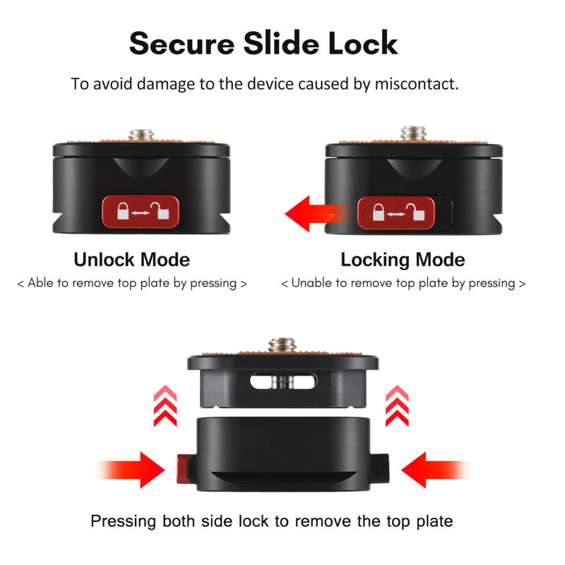 Quick Release Plate: Black Aluminum Alloy 1/4 Inch Screw Side Lock Design - Versatile Mounting Options QR Plate for DSLR Camera Outdoor Photography - Image 5