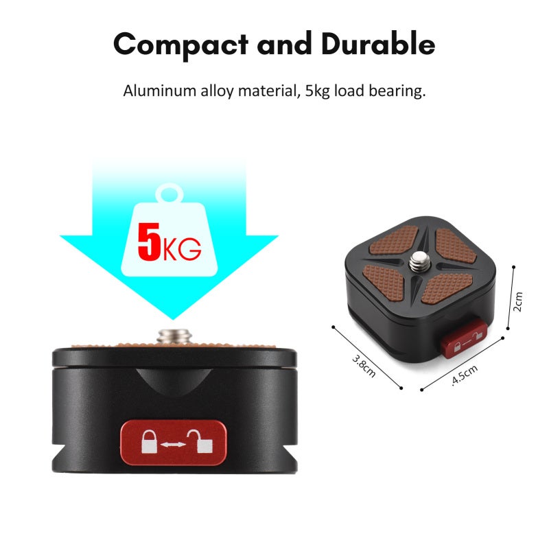 Quick Release Plate: Black Aluminum Alloy 1/4 Inch Screw Side Lock Design - Versatile Mounting Options QR Plate for DSLR Camera Outdoor Photography - Image 4