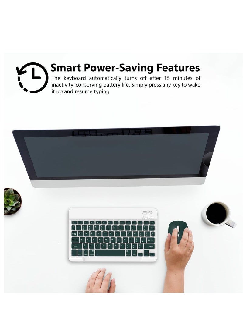 ELTRAZONE Set of Rechargeable Bluetooth Keyboard and Mouse - Portable Wireless Mouse/Keyboard Set - Android/iOS/Windows - Smart Phone/Tablet/PC - iPhone iPad Pro Air Mini, iPad OS/iOS (GREEN) - Image 2