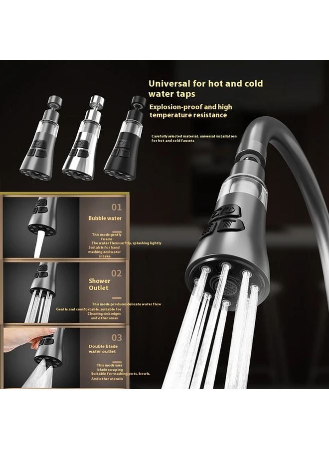 1 PC 3 Function Kitchen Faucet Sprayer With 6 Adapters Heavy Duty Retractable Head Electroplated Color - Image 2