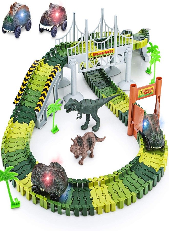Snaptron Dinosaur Toy Train Set for Kids 142 Pcs - Dinosaur Race Track Set with Flexible Track, 2 Toy Cars & Dinosaurs - Big Size STEM Toy Set for Boys Girls 3-8 Years (Dino Track) - Image 5