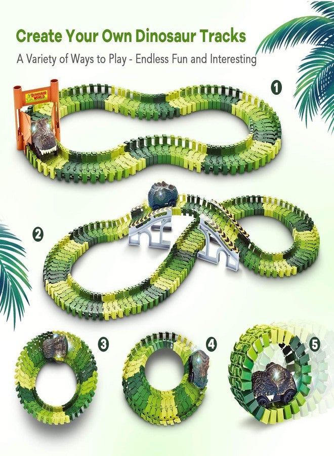Snaptron Dinosaur Toy Train Set for Kids 142 Pcs - Dinosaur Race Track Set with Flexible Track, 2 Toy Cars & Dinosaurs - Big Size STEM Toy Set for Boys Girls 3-8 Years (Dino Track) - Image 1