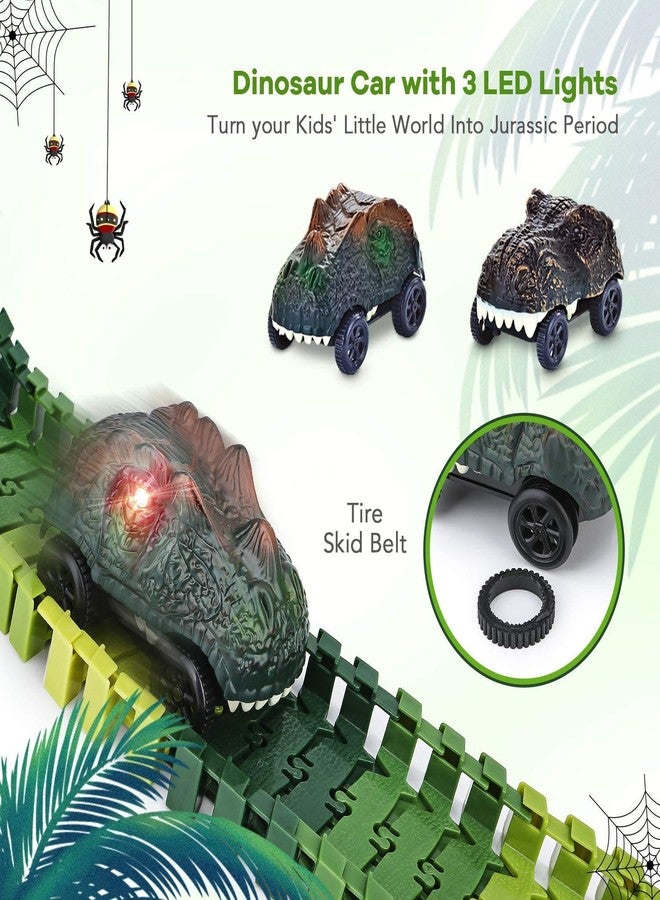 Snaptron Dinosaur Toy Train Set for Kids 142 Pcs - Dinosaur Race Track Set with Flexible Track, 2 Toy Cars & Dinosaurs - Big Size STEM Toy Set for Boys Girls 3-8 Years (Dino Track) - Image 2