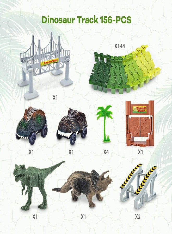Snaptron Dinosaur Toy Train Set for Kids 142 Pcs - Dinosaur Race Track Set with Flexible Track, 2 Toy Cars & Dinosaurs - Big Size STEM Toy Set for Boys Girls 3-8 Years (Dino Track) - Image 4