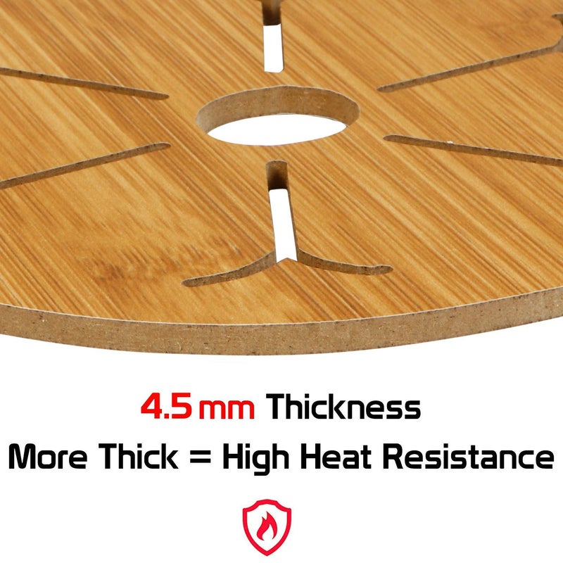 HOKIPO® Eco-Friendly Bamboo Wooden Coasters for Home Pan Pot Holder for Dining Table Heat Pad for Kitchen - Pack of 4 (AR2925) - Image 4