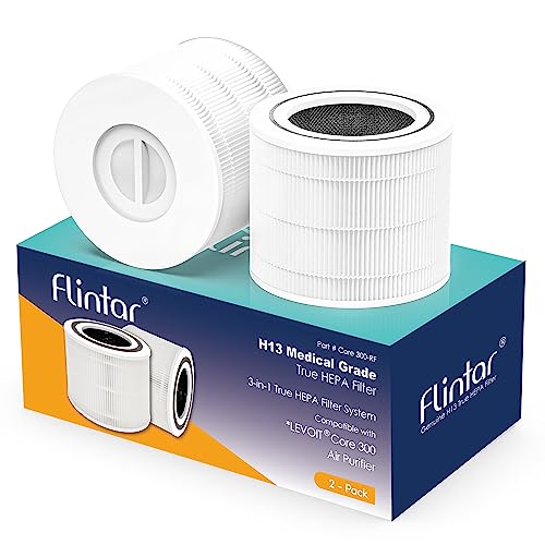 Flintar Core 300 Replacement Filters Made in Taiwan Compatible with LEVOIT Core 300P Core 300S Air Purifier 3in1 H13 True HEPA Filter Replacement Core 300RF 2Pack