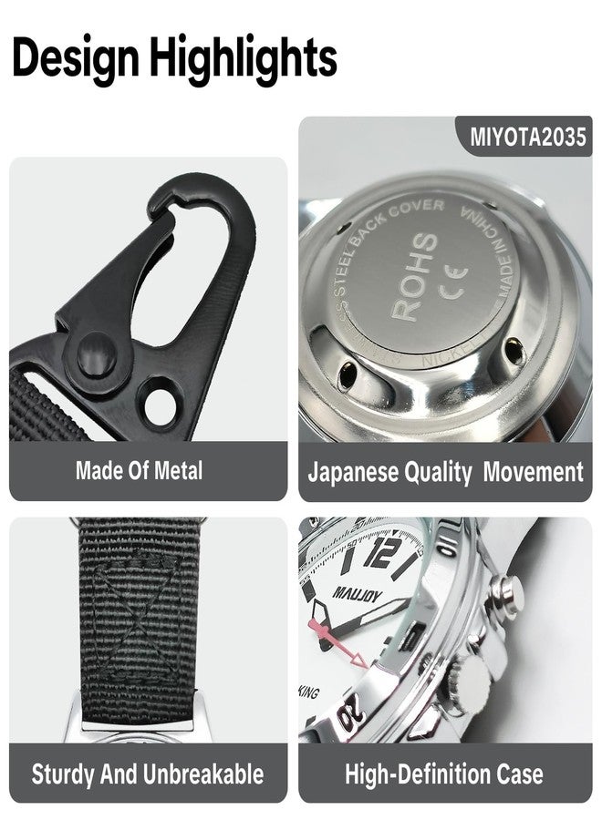 MAUJOY American English Talking Carabiner Watch, Clip-On Keychain Pocket Watch with Loud Voice, Time/Date/Alarm Function, Large Analog Display for Elderly, Visually Impaired, Blind, Outdoor Sports & Nurses - Image 4