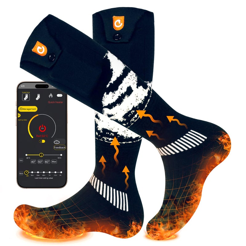 GIOIGOO Heated Socks for Men Women 6000mAh APP Control Rechargeable Warm Thermal Socks Washable Electric Thick Sock Foot Warmer Heating Ski Sock for Winter Outdoor Working Hiking Skating Camping Hunting - Image 1