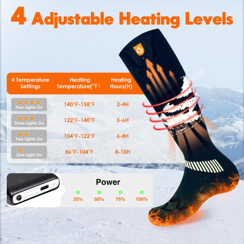 GIOIGOO Heated Socks for Men Women 6000mAh APP Control Rechargeable Warm Thermal Socks Washable Electric Thick Sock Foot Warmer Heating Ski Sock for Winter Outdoor Working Hiking Skating Camping Hunting - Image 2
