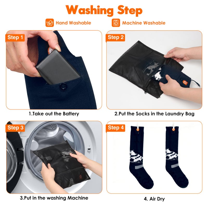 GIOIGOO Heated Socks for Men Women 6000mAh APP Control Rechargeable Warm Thermal Socks Washable Electric Thick Sock Foot Warmer Heating Ski Sock for Winter Outdoor Working Hiking Skating Camping Hunting - Image 5