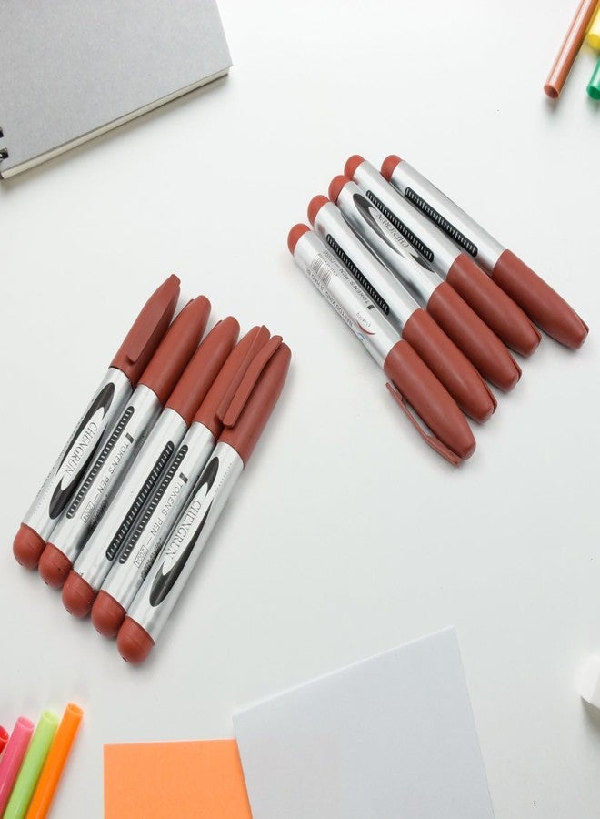 Oblivion Permanent Marker Pen Maroon – Multipurpose Writing Fine Tip, Fast-Drying, Smudge-Free Ink, Refillable and Water-Resistant, Suitable for Glass, Plastic, Office & Professional Use (Pack of 10) - Image 2