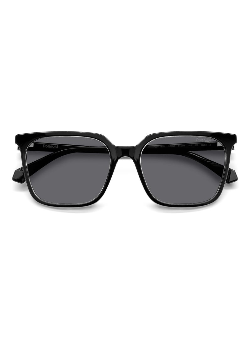 Polaroid Women's Polarized Rectangular Shape  Sunglasses Pld 4163/S Grey 44 - Lens Size: 44 Mm - Black Cry  - Image 4