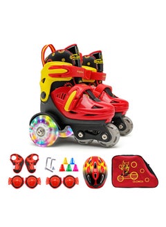 Children's Roller Skates Set - Double Row Flash Wheel for Boys and Girls (3-8 Years Old) - Includes Shoes, Protective Gear, Backpack, and Barricade.