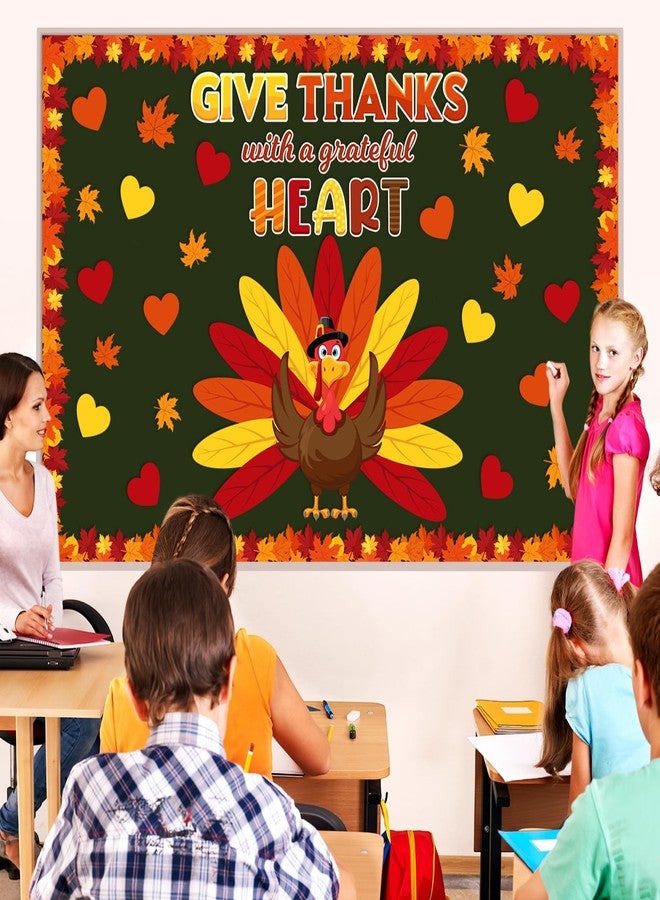Containlol Fall Thanksgiving Bulletin Board Set Autumn Harvest Classroom Decorations Cutout for Door Wall School Supplies(Multicolor,Heart Turkey) - Image 5